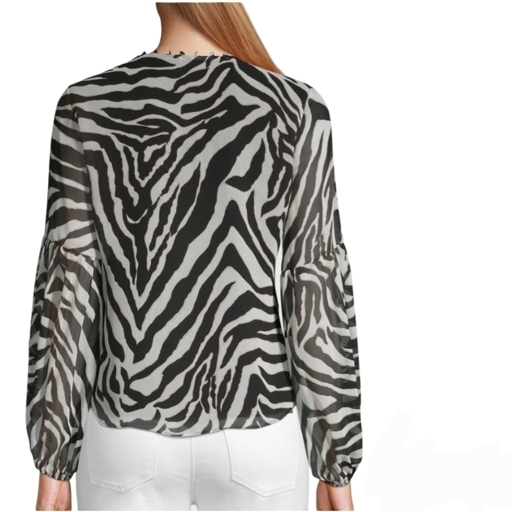 White house black market zebra print blouse size M Mobwife - Picture 3 of 7